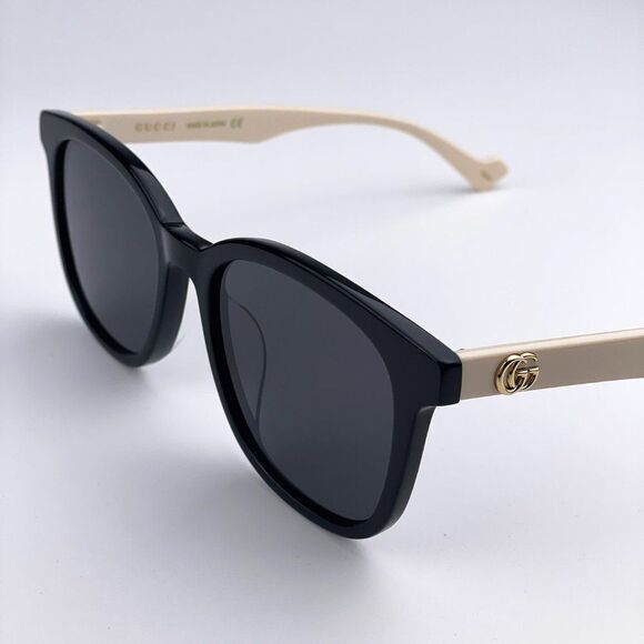 NEW GUCCI LOGO GG1001SK 003 Black White Gray Rectangle Women Sunglasses - Picture 6 of 12